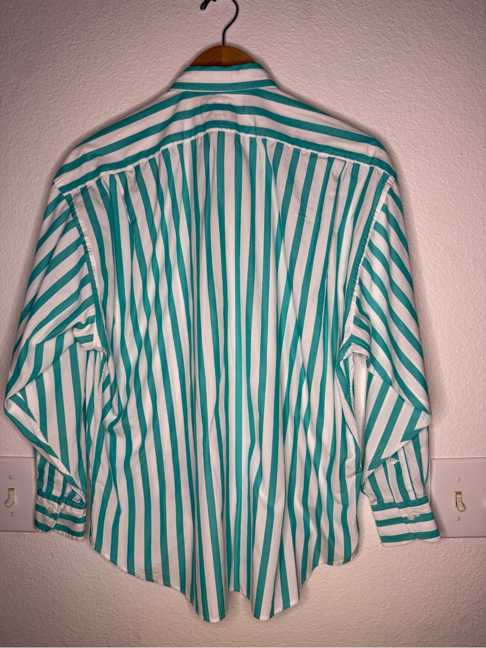 Ralph Lauren Button-Up Shirt Turquoise White Striped Long Sleeve Women’s Size 8 - Picture 2 of 9